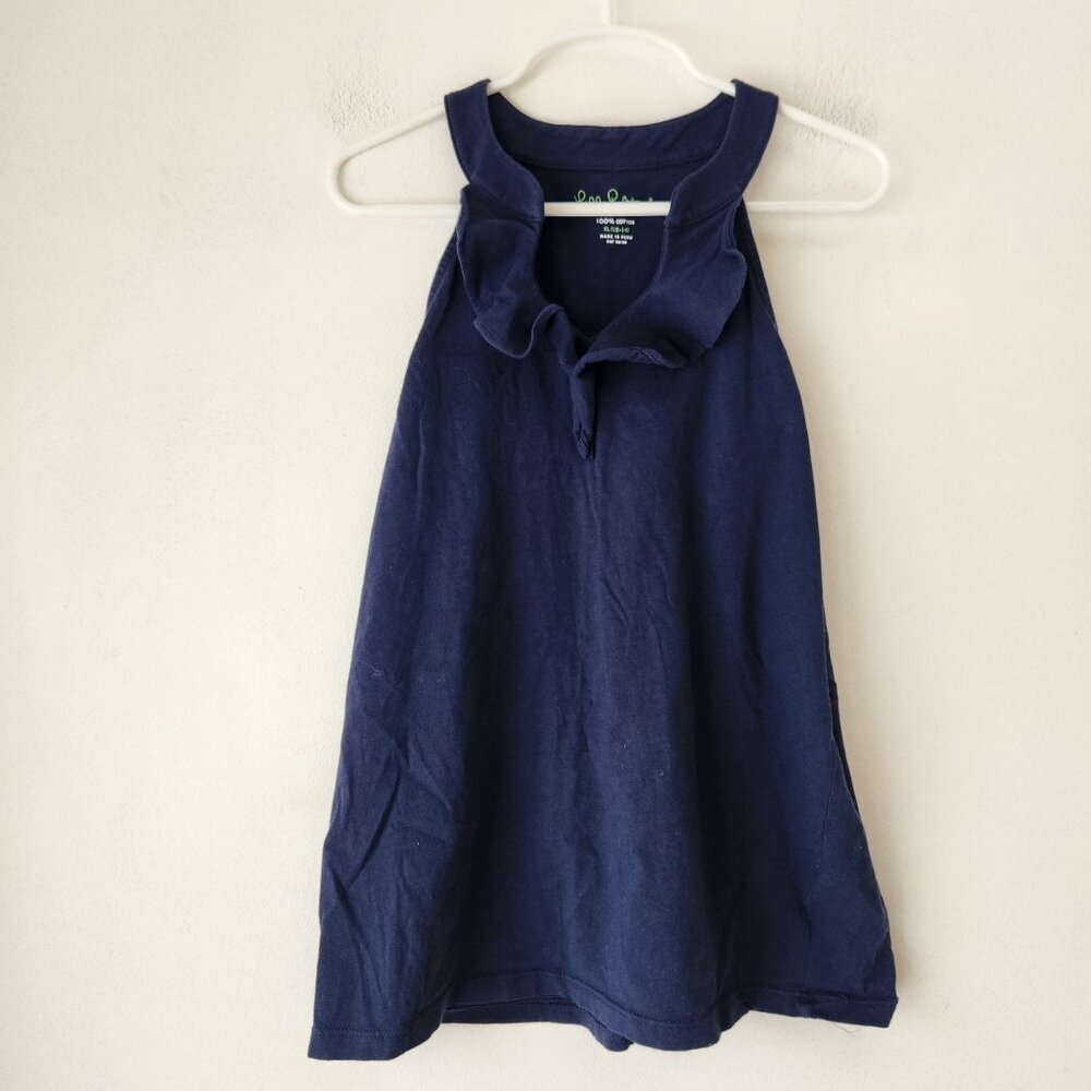 Lilly Pulitzer 100% Cotton Navy Blue Tank Top Sleeveless Blouse Shirt XL (12-14)